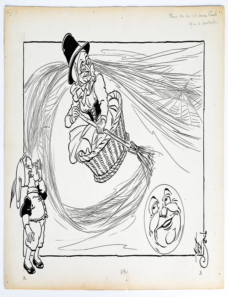 Original illustration: "There Was an Old Woman Tossed Up in a Basket" from MOTHER GOOSE