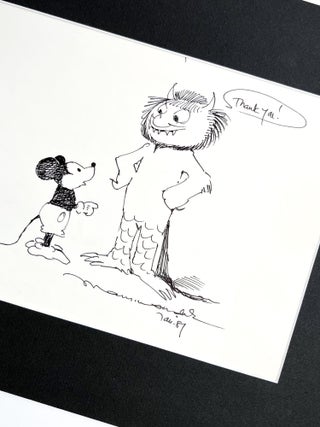 Original art of a Wild Thing and Mickey Mouse. Maurice Sendak.