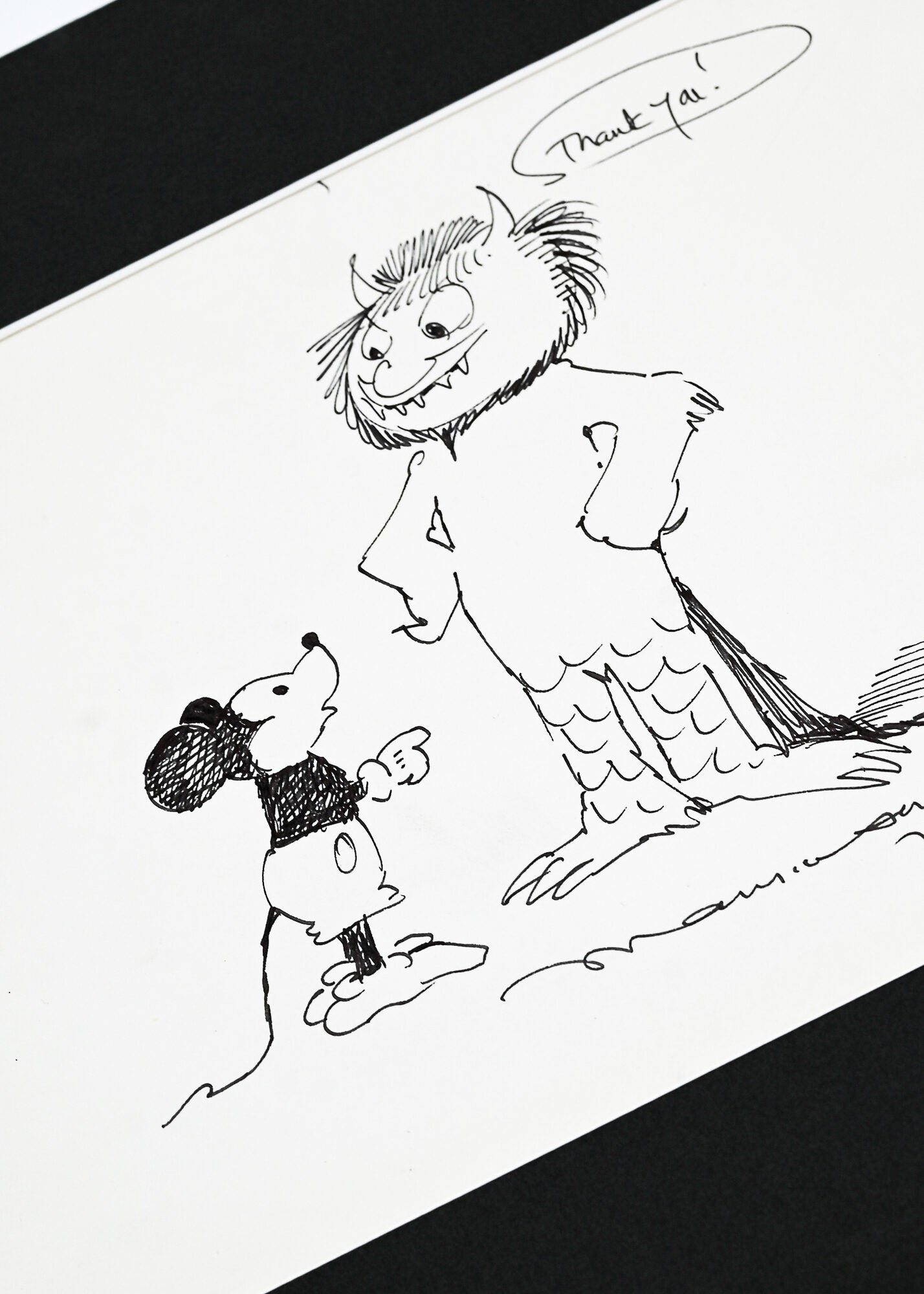Original art of a Wild Thing and Mickey Mouse | Maurice Sendak