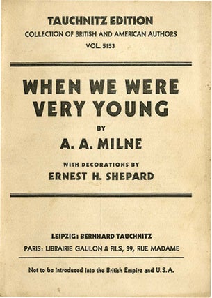 Item #36141 WHEN WE WERE VERY YOUNG. A. A. Milne, Ernest H. Shepard