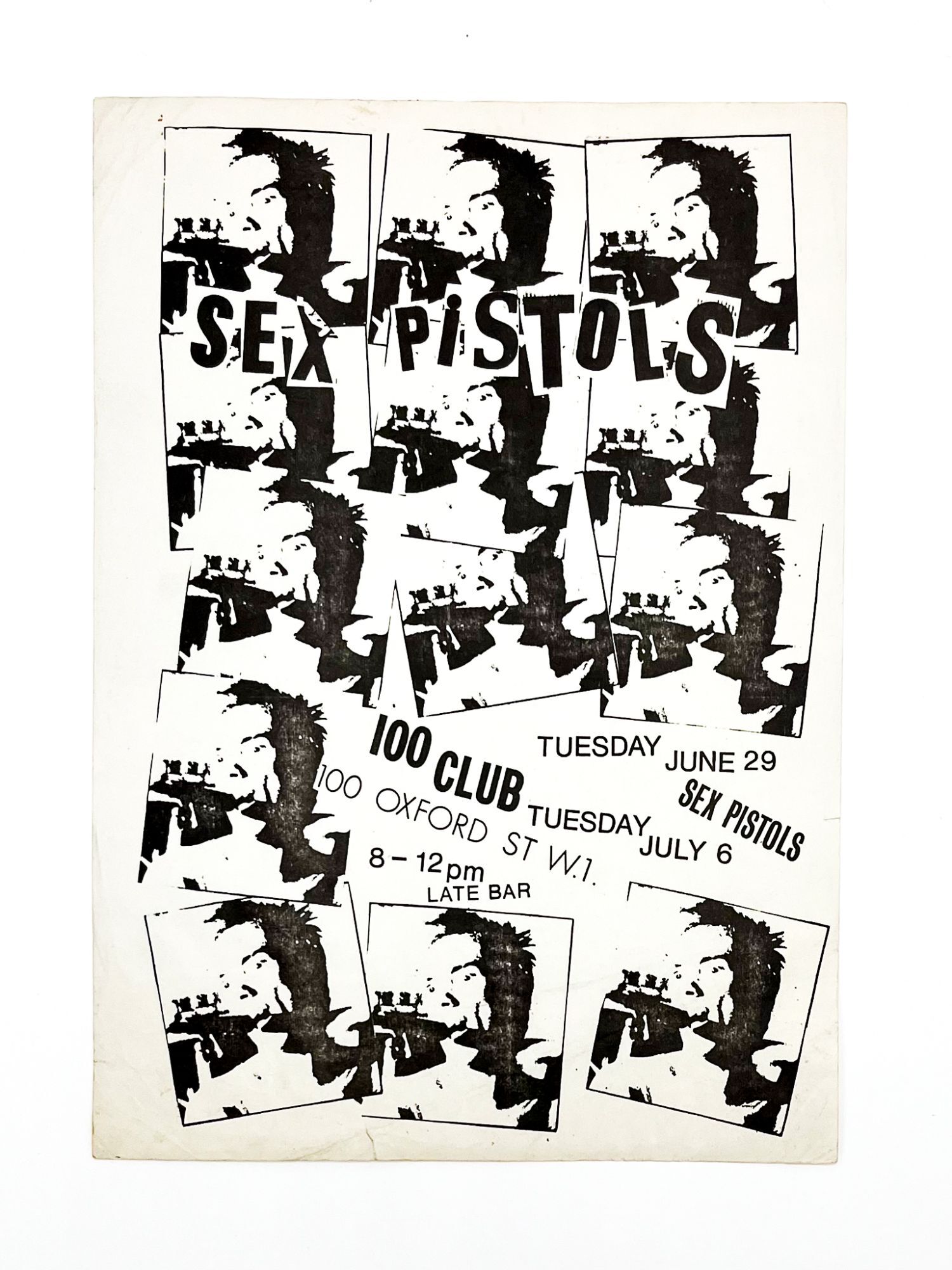 Original Handbill Advertising the Sex Pistols at the 100 Club