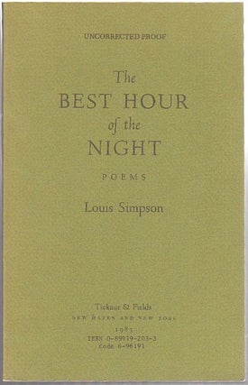 THE BEST HOUR OF THE NIGHT: Poems. Louis SIMPSON.