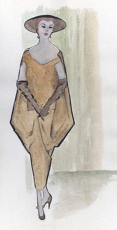 Archive of Drawings, Watercolors, and Pastels of Midcentury Women's Fashion