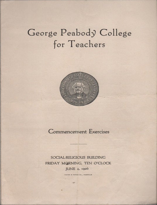 Personal Documents and Promotional Materials From George Peabody College for Teachers