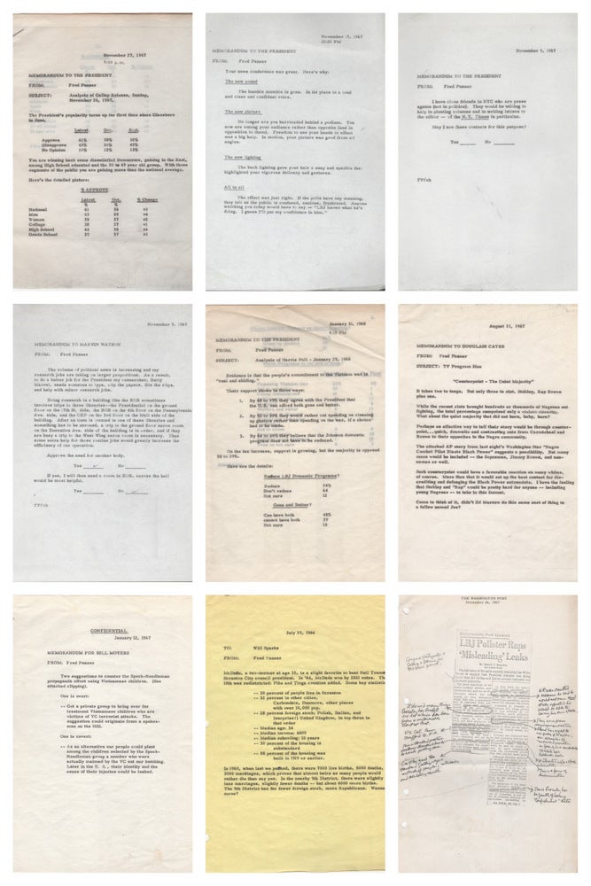 Item #41828 Archive of White House Memoranda and Other Documents from LBJ Pollster Fred Panzer. Frederick Panzer.