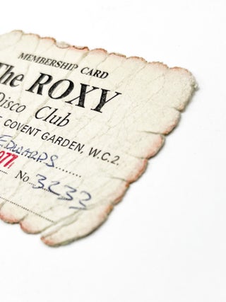 First-Year Membership Card for The Roxy in Covent Garden. The Roxy.