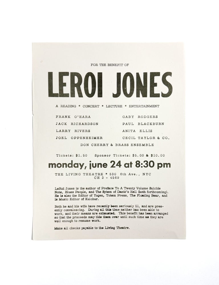 [Flyer Advertising a Benefit for Leroi Jones]