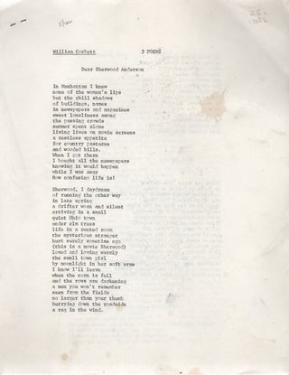 BEZOAR: 3 Poems 3 Poets 3. William CORBETT, Michael Palmer and.