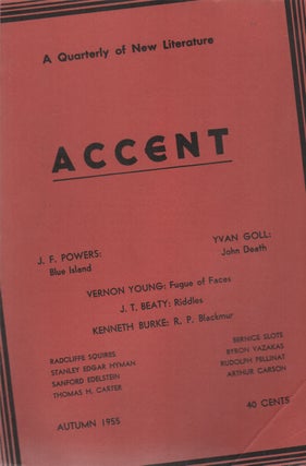ACCENT: A Quarterly of New Literature - Vol. 15 No. 4 - Autumn 1955. William Carlos WILLIAMS, Kenneth Burke.