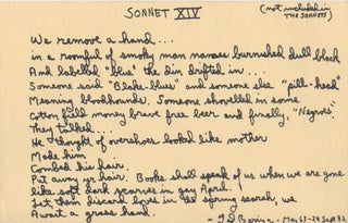 SONNET XIV [Handwritten Alternative Press Poetry Postcard. Ted BERRIGAN.