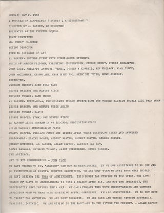 A PROGRAM OF HAPPENINGS ? EVENTS ! & SITUATIONS ? [Program for Pratt Institute Performance. Al HANSEN, Directed By.