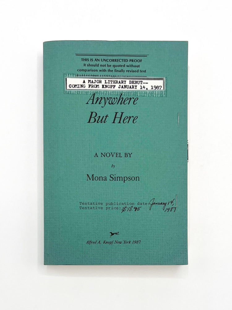ANYWHERE BUT HERE Mona Simpson First Printing anywhere-but-here-mona-simpson-first-printing