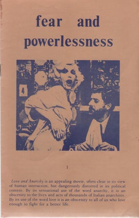Item #42926 FEAR AND POWERLESSNESS. Anarchism, San Francisco Anarchists?