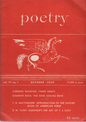 POETRY - Vol. 77 No. 1 - October 1950. Karl SHAPIRO.