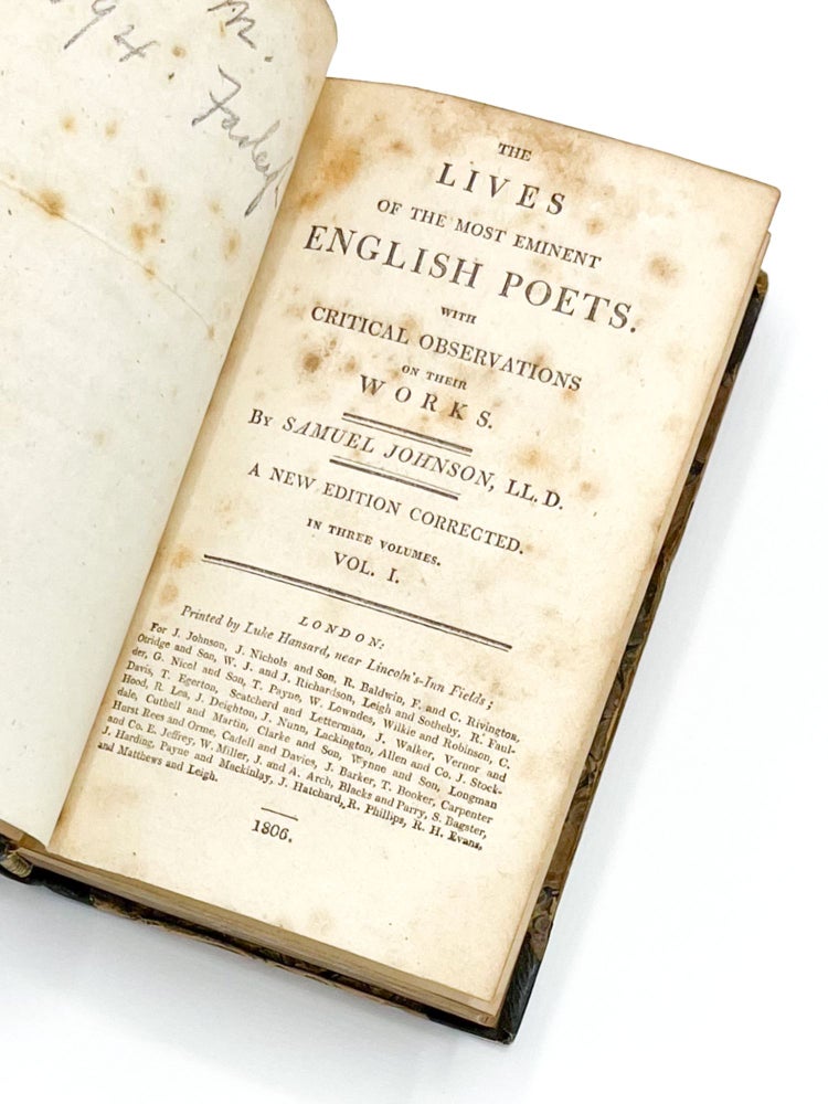 THE LIVES OF THE MOST EMINENT ENGLISH POETS