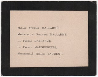 Item #43595 [Original Mourning Card ("Carte de deuil") from Mallarme's Funeral]. Stéphane...
