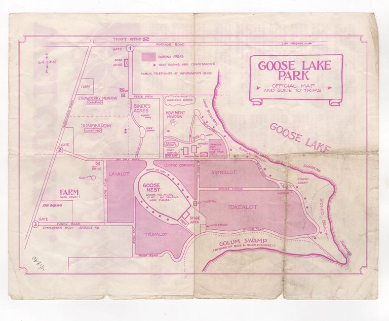 GOOSE LAKE PARK [ORIGINAL EVENT HANDBILL] [with] WELCOME...TO GOOSE LAKE PARK [Original Goose Lake Festival Flyer]