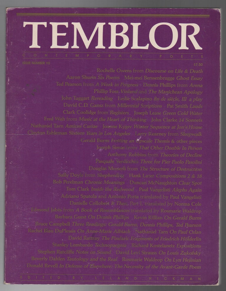 Item #44169 TEMBLOR - Issue Number 10. Leland HICKMAN.