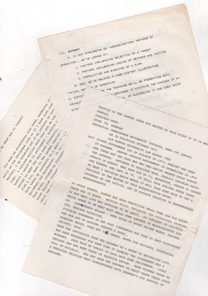 Process Archive of Assassination Research Materials for an Unpublished Spy Novel