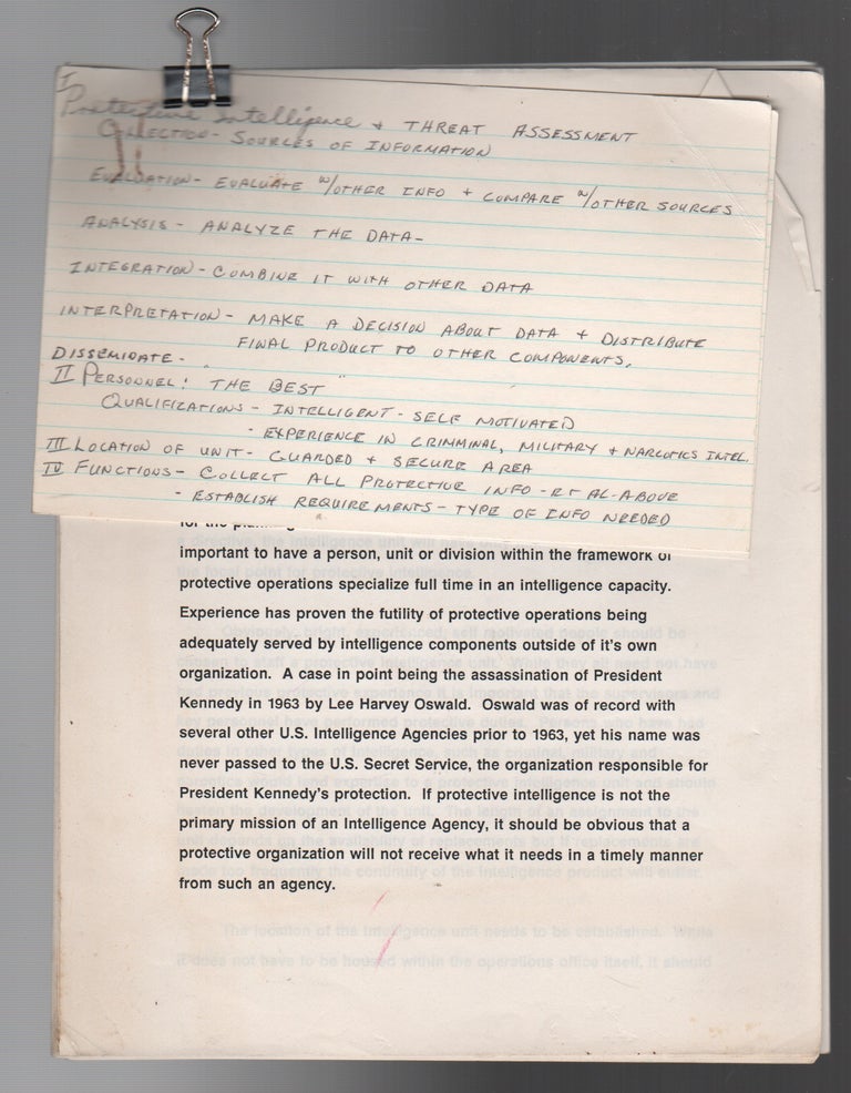Process Archive of Assassination Research Materials for an Unpublished Spy Novel