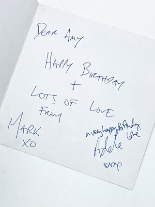 Item #44989 Birthday Card to Amy Winehouse. Amy Winehouse, Adele, Mark Ronson