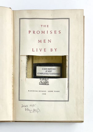 Item #45495 Book Sculpture THE PROMISES MEN LIVE BY [Harry Scherman]. Bruno Pasquier-Desvignes