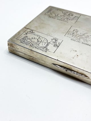 Item #46829 Original Silver Box With Engravings From Seuss's Essolube Campaign. Seuss Dr