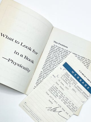 Item #47497 WHAT TO LOOK FOR IN A BOOK - PHYSICALLY: & Catalogue 1965-66. Dick Higgins, The...