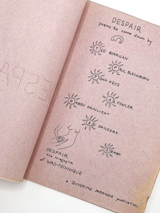 Item #50449 DESPAIR: Poems to Come Down By. Ed Sanders, Ted Berrigan, Paul Blackburn, John Keys,...