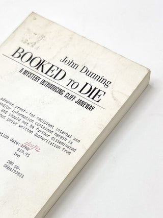 Item #50677 BOOKED TO DIE. John Dunning