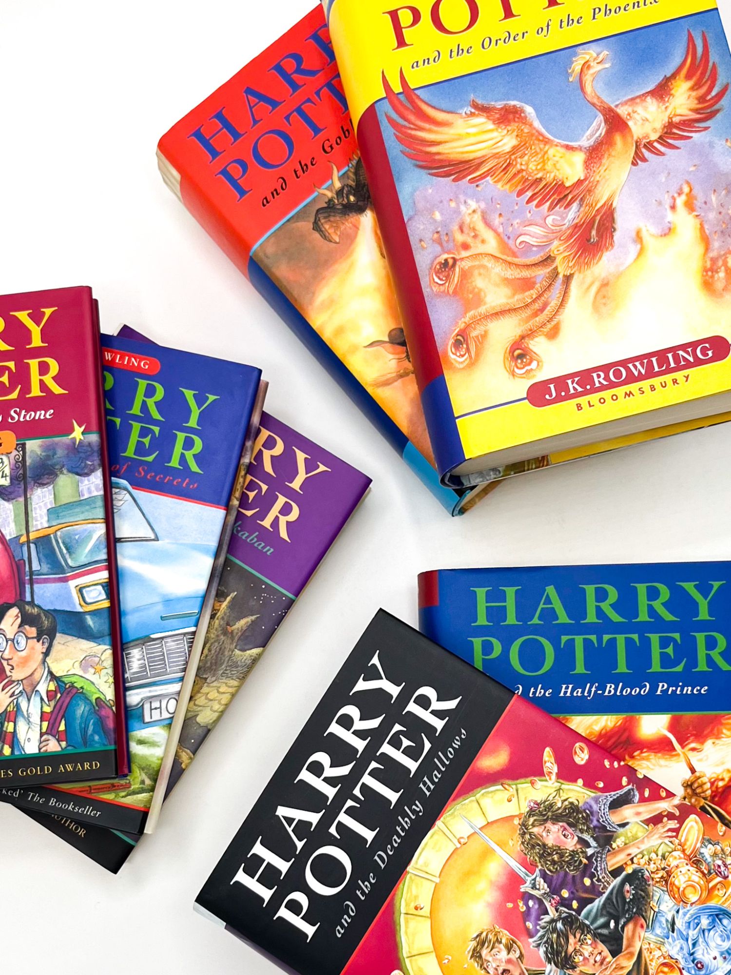 Harry Potter Series: Complete Set of UK Editions Sorcerer's Stone, Chamber  of Secrets, Prisoner of Azkaban, Goblet of Fire, Order of the Phoenix, Half  Blood Prince, Deathly Hallows | J. K Rowling