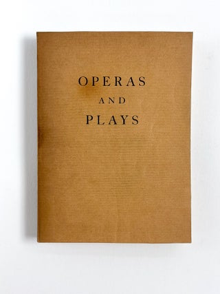 OPERAS AND PLAYS. Gertrude Stein.