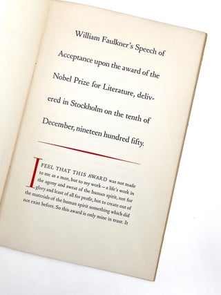THE NOBEL PRIZE SPEECH. William Faulkner.