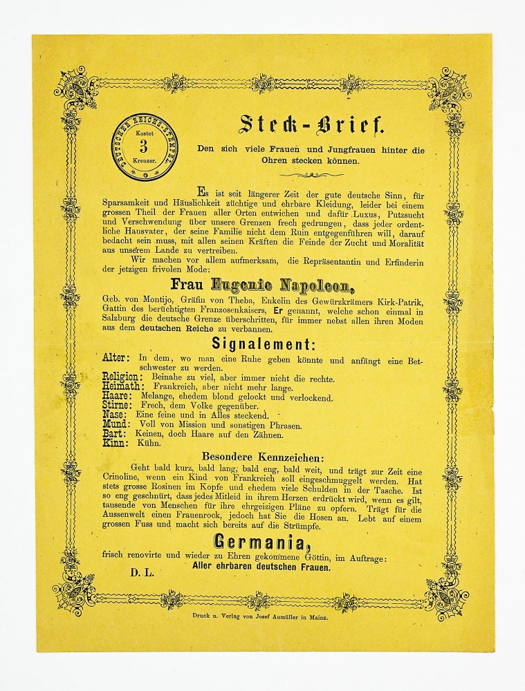 STECK-BRIEF. Den sich viele Frauen und Jungfrauen hinter die Ohren stecken koennen.