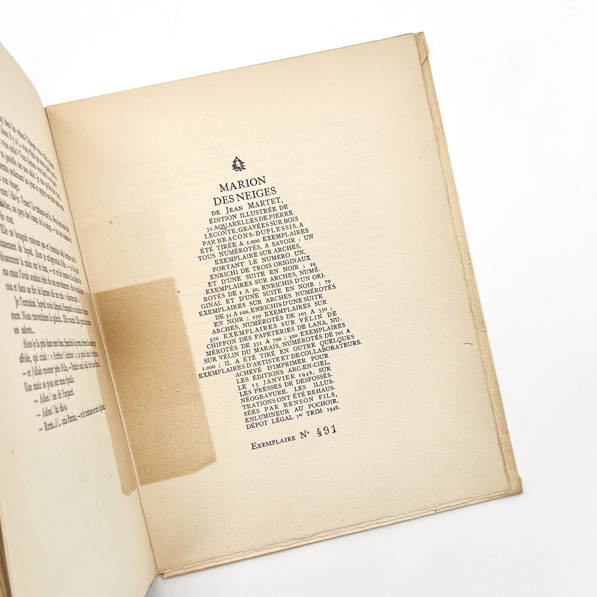 Martet MARION DES NEIGES | Jean Martet, Pierre Leconte | First printing