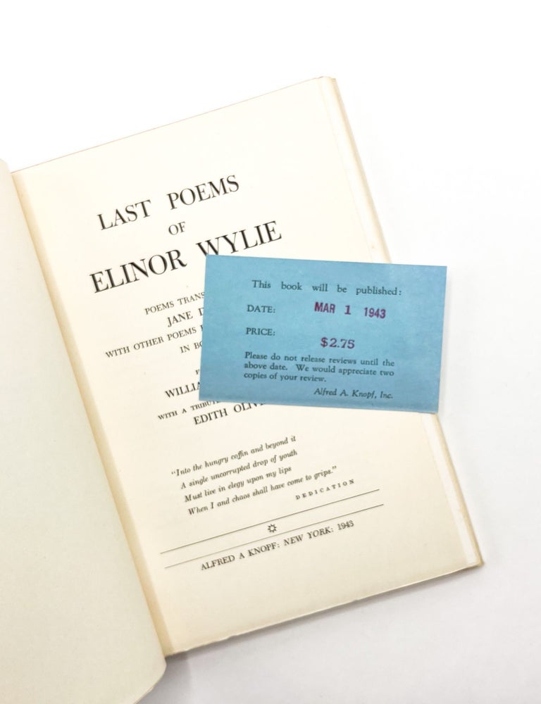 LAST POEMS OF ELINOR WYLIE