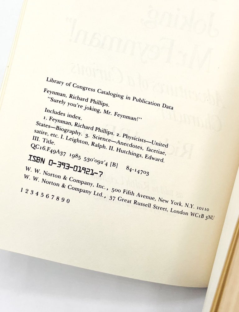 "SURELY YOU'RE JOKING, MR. FEYNMAN": Adventures of a Curious Character
