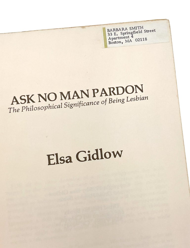 ASK NO MAN PARDON : The Philosophical Significance of Being Lesbian
